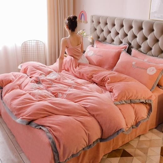 HF-秋冬新款加厚保暖牛奶绒四件套毛巾绣花金貂绒水晶绒套件 商品图2