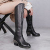 HG-H2002-225冬新款过膝长靴女头层牛皮高筒高跟时尚真皮骑士靴 商品缩略图3