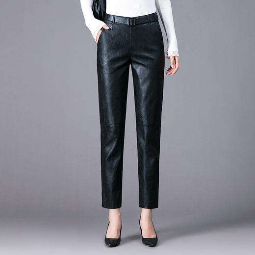 SDN-E62305高腰显瘦烟管裤2020秋冬新款外穿绵羊皮小脚九分裤 商品图1