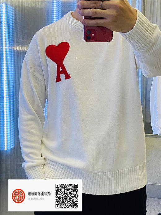 Ami 20秋冬法式极简優雅系列针织毛衣温情慵懒随性，羊毛混纺，无性别风格的单品，男女通合適 四种颜色：黑色，米白，绿色，蓝色， 尺码：S-M-L-XL 商品图1