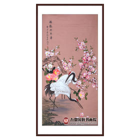 李兆生《梅鹤共年华》68*138cm 花鸟竖幅作品 画室/玄关挂画