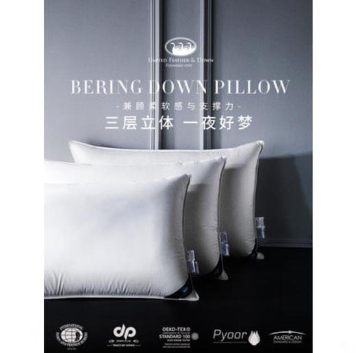 UFD羽绒枕95白鹅绒枕头枕芯护颈椎枕五星级酒店100支全棉单人助眠 商品图1