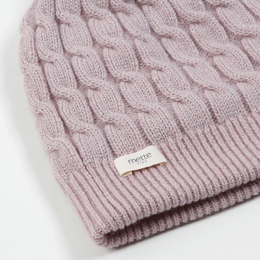 METTE羊绒世家童装100%山羊绒帽子2020秋冬女宝绞花针织保暖帽子 商品图5