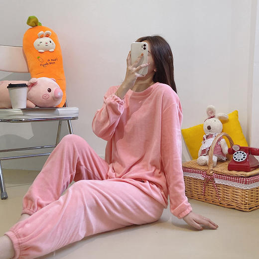 银狐绒加厚睡衣女秋冬季可爱女学生法兰绒韩版居家女士家居服 商品图1