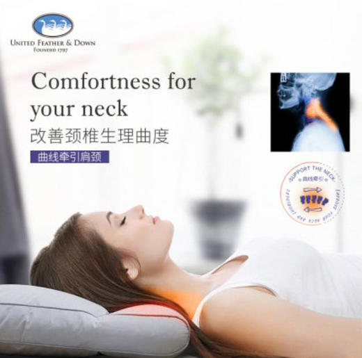 UFD美国羽绒枕暖疗枕头助睡眠护颈枕改善颈椎专用颈椎枕单人 商品图2