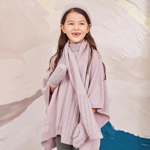 METTE羊绒世家童装100%山羊绒帽子2020秋冬女宝绞花针织保暖帽子 商品图2