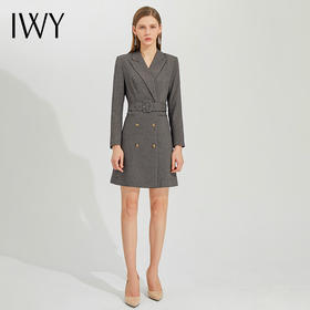 IWY/灰色长袖西装连衣裙Q901