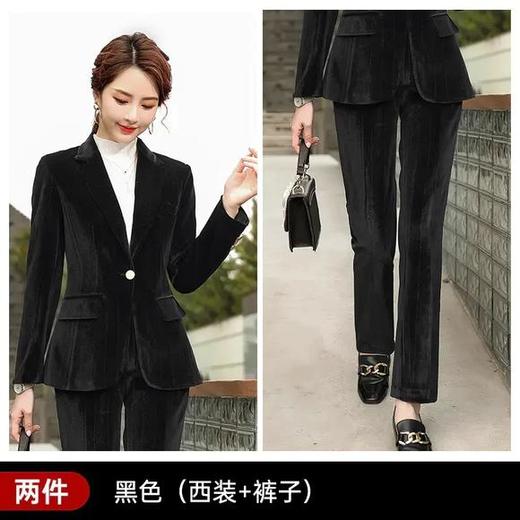 JH-EH1818新款时尚气质一扣翻袋金丝绒西装套装 商品图3