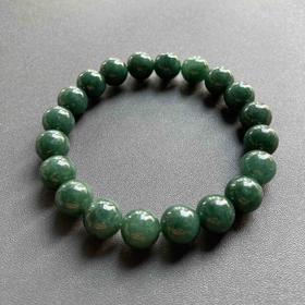 糯种墨绿翡翠珠串手串