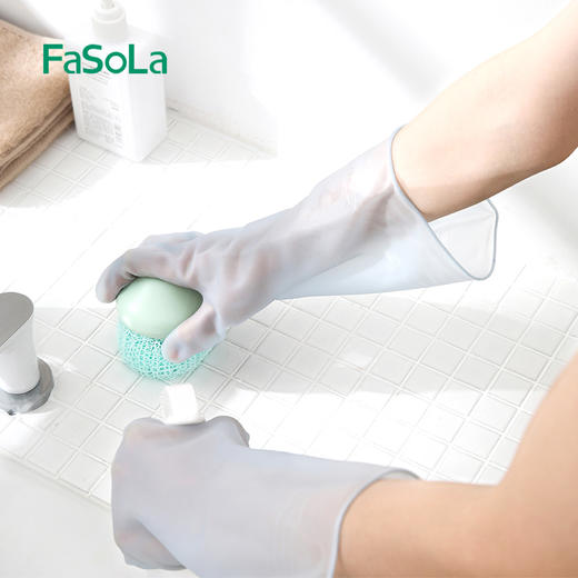 FaSoLa洗碗手套女厨房耐用型家用防水洗衣服刷碗家务手套 商品图9