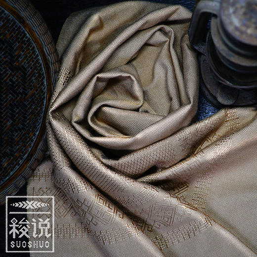 新品【梭说】净.晚秋 纯手工限量设计围巾 侗族传统织锦工艺纯棉 商品图3
