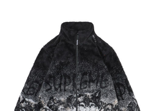 supreme 19ss fleece wolf 狼图腾印花摇粒绒长袖夹克外套