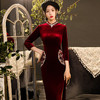 秋冬新款绣花中长款丝绒旗袍，复古改良中国风旗袍礼服 YG-0097 商品缩略图1