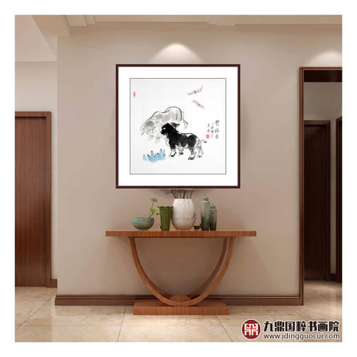 田成义《双福图》68*68cm 动物斗方作品 餐厅/客厅挂画 商品图3