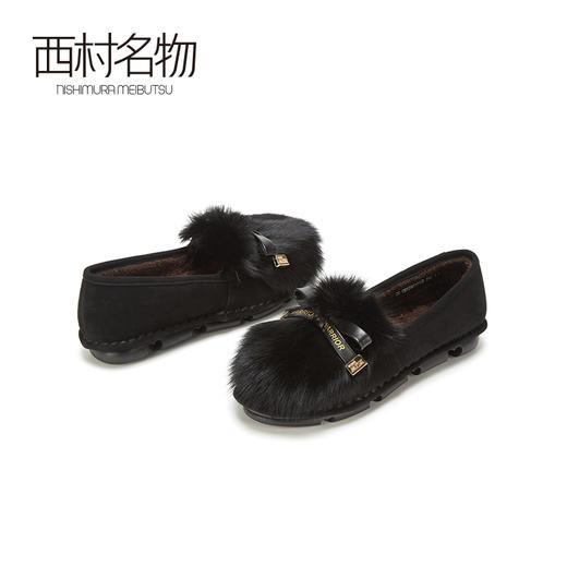 西村名物2020秋季新款毛毛鞋冬外穿女鞋加绒豆豆鞋网红单鞋X20CM32801 商品图4