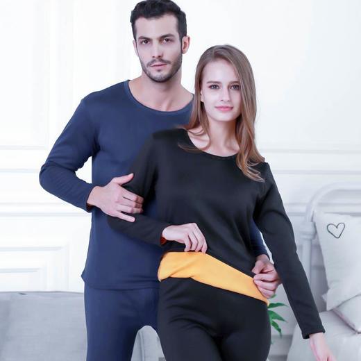 【套装】超大码加绒男士秋冬保暖内衣加肥加厚黄金绒女打底棉毛衫 商品图0