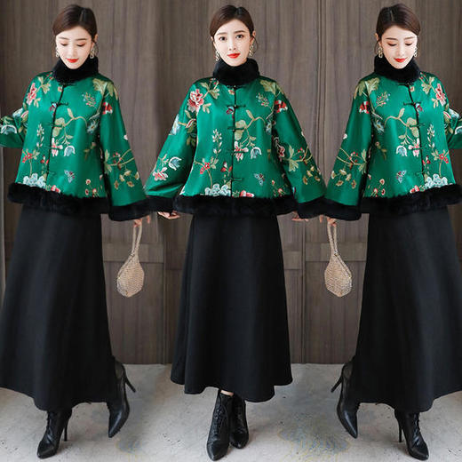 AHM-olz1650冬季新款气质复古中式对襟保暖棉衣 商品图1