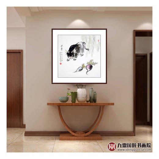 田成义《迎春》68*68cm 动物斗方作品 餐厅/客厅挂画 商品图3