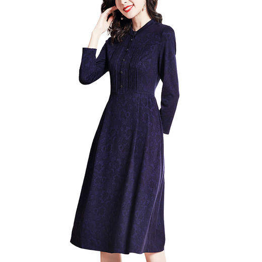 SM-82093879高档洋气立领连衣裙秋冬新款长袖貂绒打底裙 商品图4