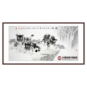 田成义《听涛》68*138cm 动物横幅作品 书房/客厅挂画