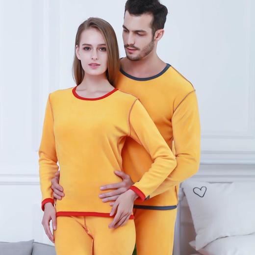 【套装】超大码加绒男士秋冬保暖内衣加肥加厚黄金绒女打底棉毛衫 商品图3