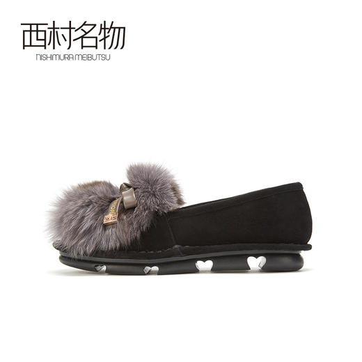 西村名物2020秋季新款毛毛鞋冬外穿女鞋加绒豆豆鞋网红单鞋X20CM32801 商品图2