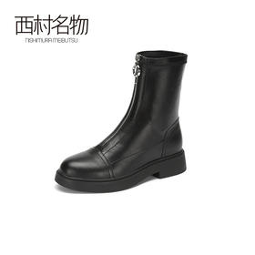 西村名物2020冬季新款鬼帝靴女英伦风百搭女鞋潮ins瘦腿短靴T20DC42511