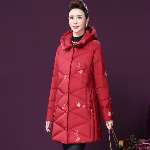 WXY-YN-20102W新款时尚气质宽松连帽保暖刺绣白鹅绒羽绒服外套 商品图0