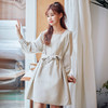 韩都衣舍2019春装新款韩版女装纯色棉麻长袖短款连衣裙JN8305埕 商品缩略图0