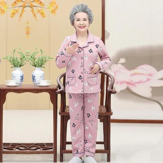 DDZ-NDF218新款优雅气质翻领长袖加棉加厚保暖家居服套装 商品图3