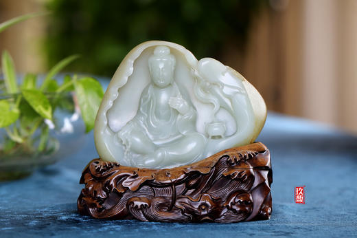和田玉（白玉）籽料摆件--坐观音 942g 商品图0