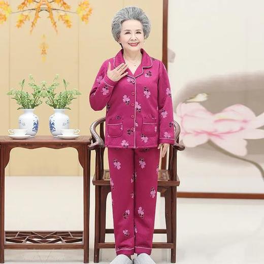 DDZ-NDF218新款优雅气质翻领长袖加棉加厚保暖家居服套装 商品图0