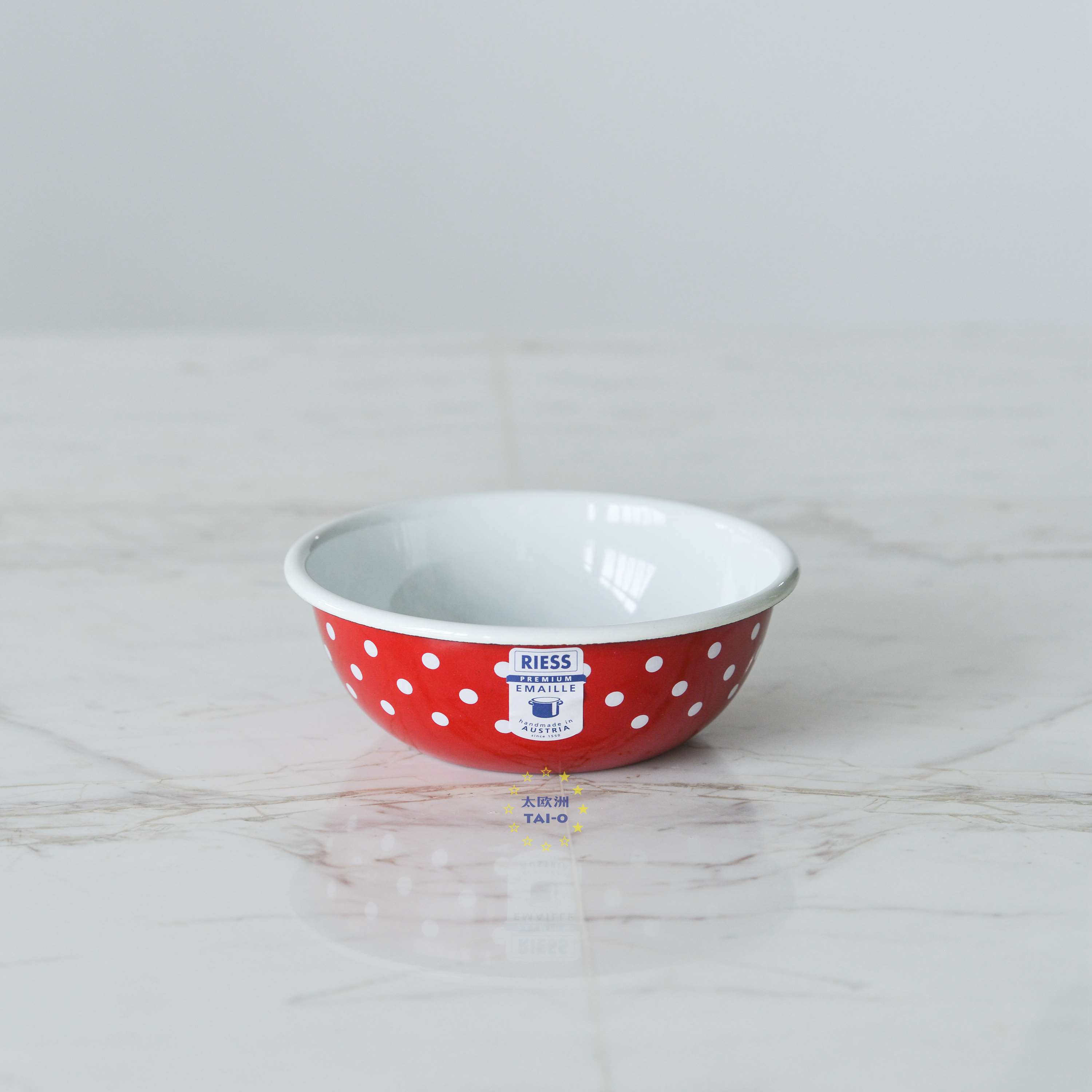 2019新奥地利制riess经典田园红白波点系列搪瓷马克咖啡杯量杯碗