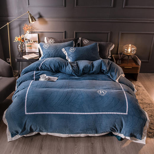 LY-秋冬加厚宽边牛奶绒四件套冬季保暖双面珊瑚绒加绒床单被套 商品图3