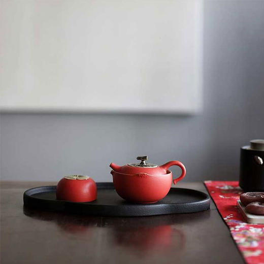 事事如意现代成套茶器朱漆釉1壶1海4杯1盘 商品图1