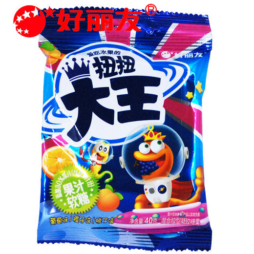 好丽友40g扭扭大王混合胶型凝胶糖果（葡萄味/橙子味/桃子味） 商品图0