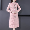 QNY-8920冬季新款重工刺绣长袖盘扣中长款棉服 商品缩略图1