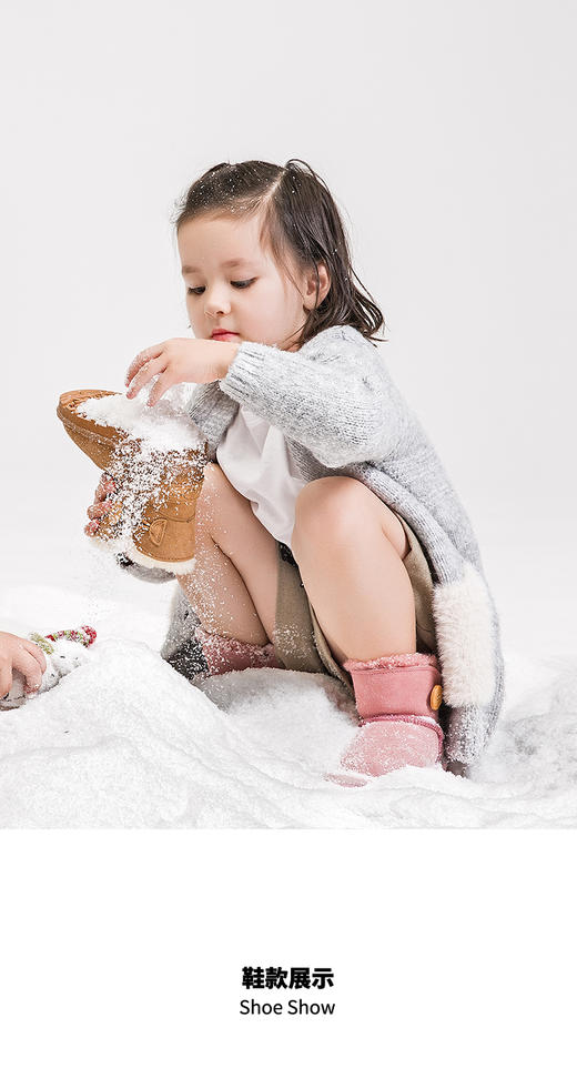 现货  woollykids小羊沃利童鞋皮毛一体雪地靴保暖防滑防水加厚加毛短靴 商品图2