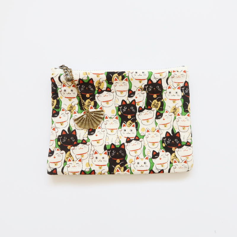 HUJI祤集Komon收纳包风の花招财猫猫