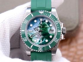 N2劳li士BLAKEN改装绿巨人绿水鬼，限量发售141枚，男士腕表，硅胶表带，密底，自动机械机芯