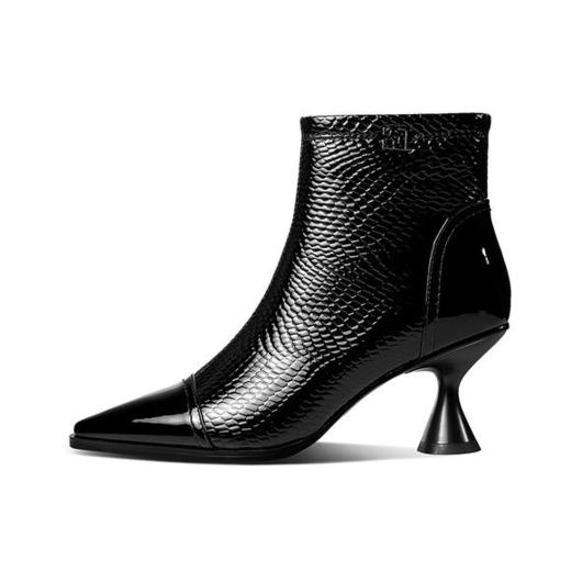 OLD-GX-E008新款时尚气质百搭尖头亮皮高跟短靴 商品图4