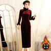 HQ-JYC-056加绒加厚绣花毛领优雅气质改良旗袍复古中国风连衣裙 商品缩略图3