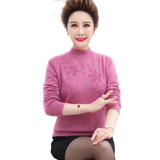 BY-131冬季套头半高领加厚保暖妈妈装毛衣中年阔太太加绒打底衫 商品图4