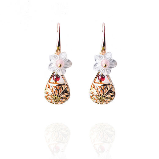 JGL-03220160贝壳花花朵耳环个性复古金属耳环原创设计首饰 商品图4