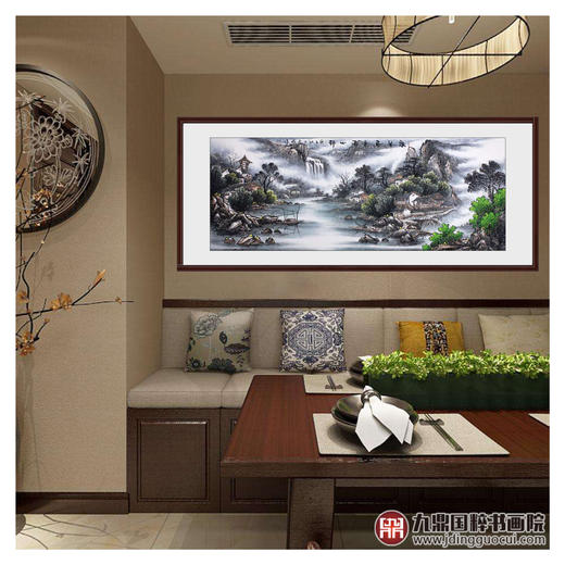 高云鹏《泉声春色满山邨》68*178cm 山水横幅作品 客厅/卧室挂画 商品图2