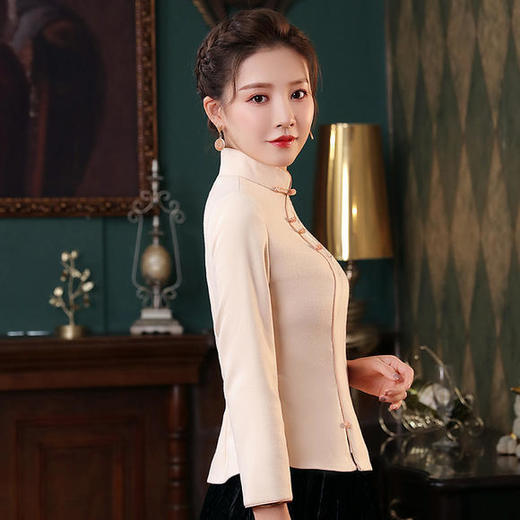 XGT-T2453文艺国风改良复古绣花毛呢唐装旗袍上衣 商品图3