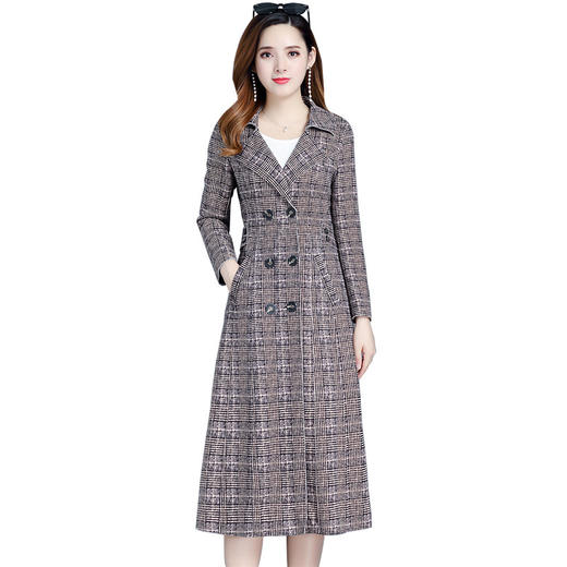 YX-XQD-YMJ03A格纹风衣外套女中长款2020秋季新款流行百搭小个子过膝大衣 商品图4