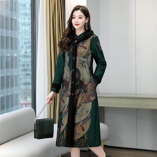 WZNH-HRYZ7172冬季时尚气质优雅印花长款连衣裙配马甲外套 商品图4