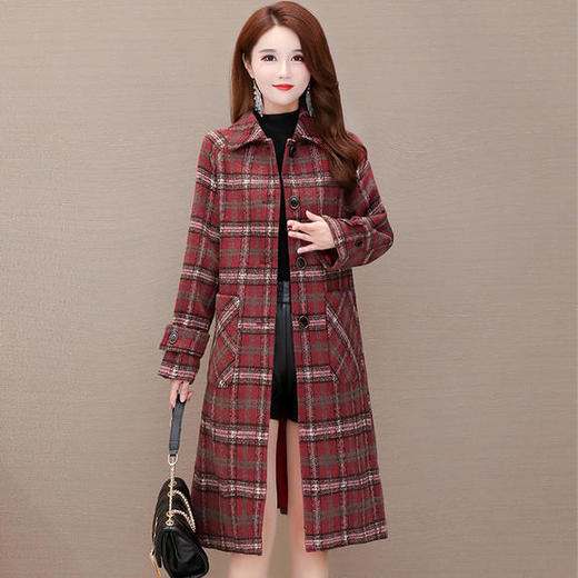 YWE-YJ8057时尚气质加厚保暖格子毛呢外套 商品图2