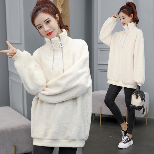 YH-115158秋冬新款加绒加厚高领羊羔绒卫衣YY 商品图1